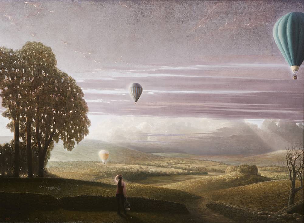 LANDSCAPE WITH HOT AIR BALLOONS, 2011-2012 by Stuart Morle (b.1960) at Whyte's Auctions