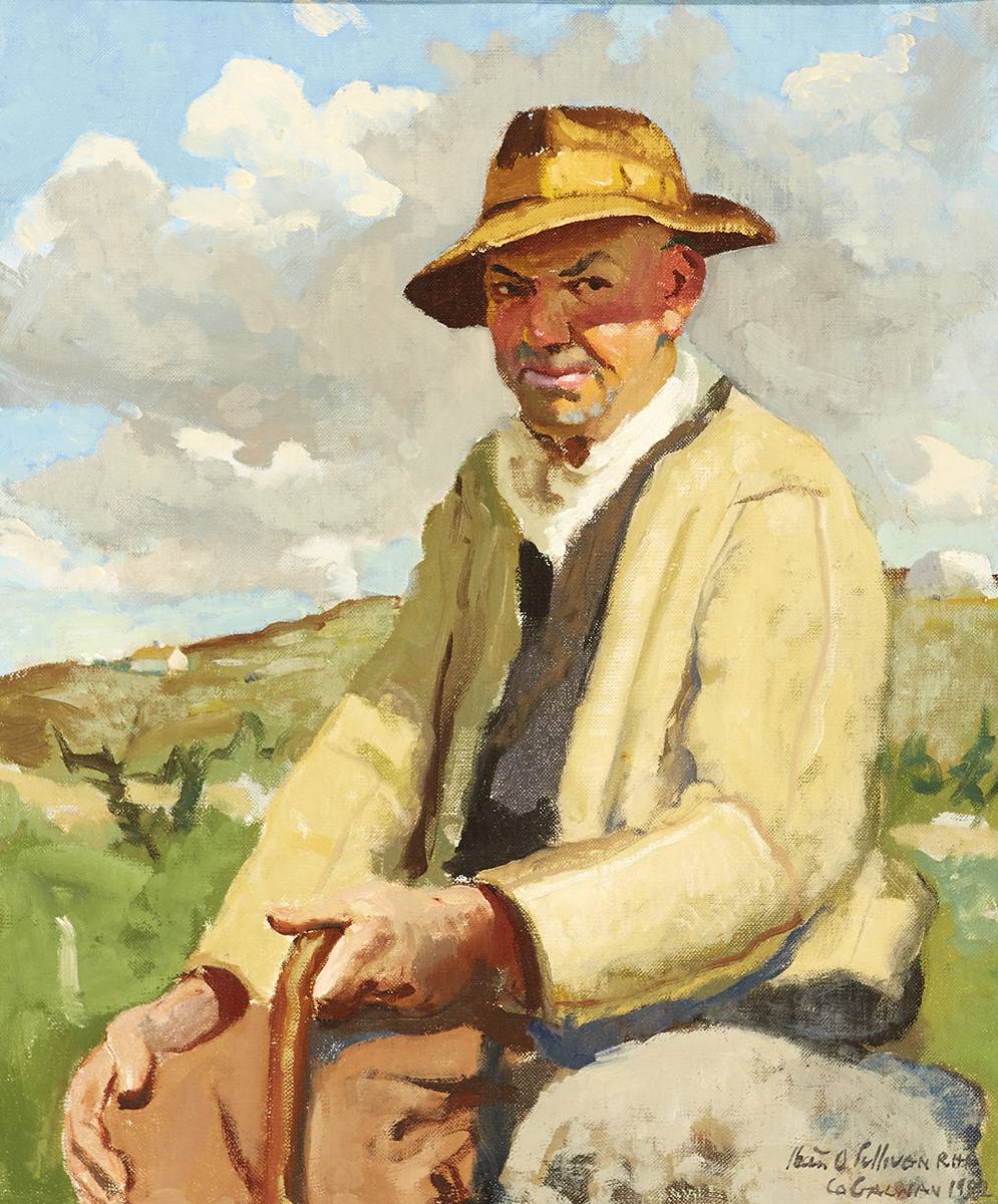 FARMER SEATED IN A LANDSCAPE, COUNTY GALWAY, 1952 by Sen O'Sullivan sold for 3,800 at Whyte's Auctions