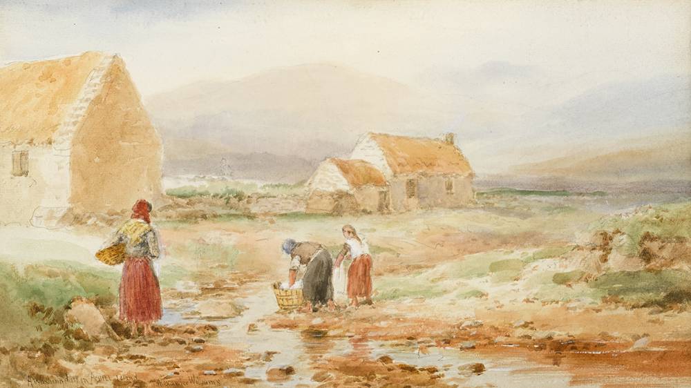 A WASHING DAY IN ACHILL ISLAND by Alexander Williams RHA (1846-1930) at Whyte's Auctions