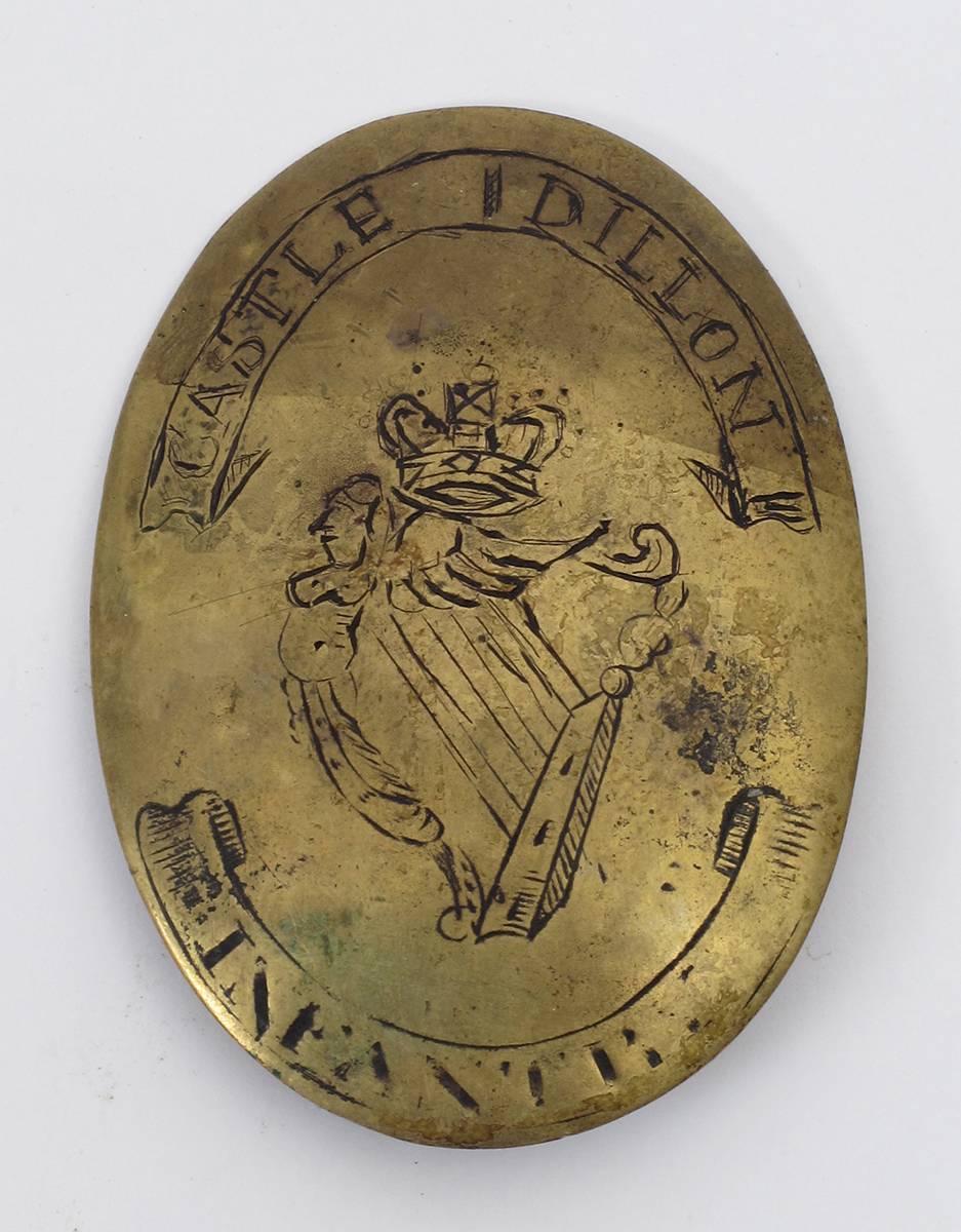 Circa 1790. Castle Dillon Infantry, Co. Kildare, cross belt plate. at Whyte's Auctions