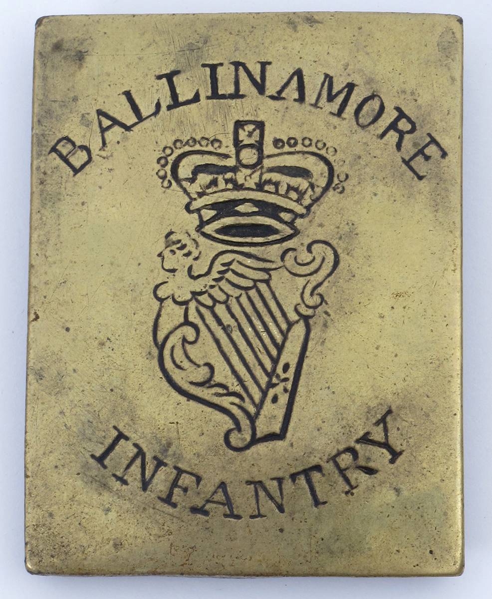 Circa 1790. Ballinamore Infantry, Co. Leitrim, brass cross belt plate. at Whyte's Auctions