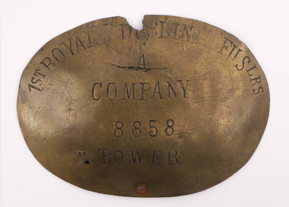 1st Royal Dublin Fusiliers oval brass plate at Whyte's Auctions