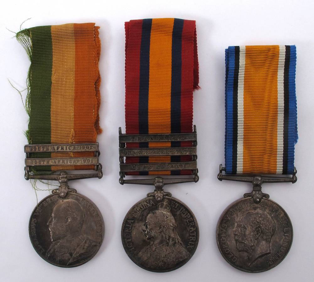1899-1918 Anglo-Boer War and First World War medals to Royal Irish Rifles private J Baxter. at Whyte's Auctions