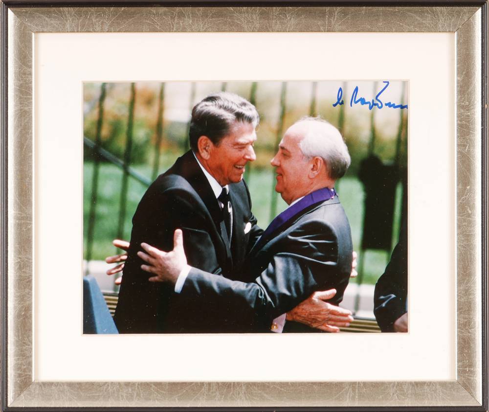 Gorbachev, Mikhail signed photograph meeting Ronald Regan. at Whyte's Auctions