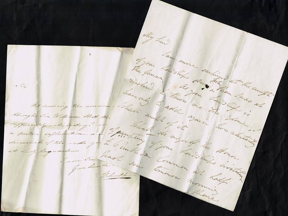 1811 Note from William Wellesley Pole to Stephen Moore, later 3rd Earl of Mount Cashell, accepting his challenge to a duel. at Whyte's Auctions