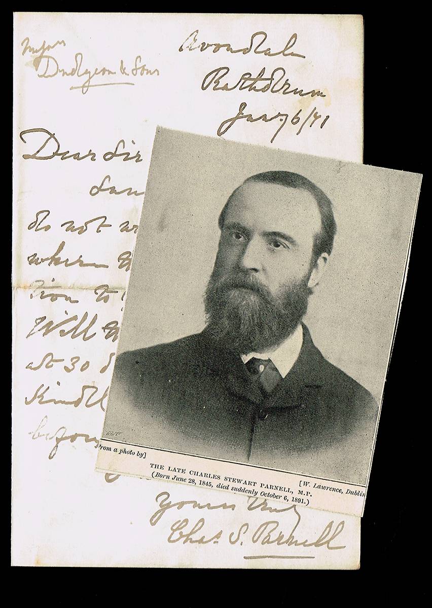1871 (January 6) Autograph letter from Charles Stewart Parnell to a creditor. at Whyte's Auctions