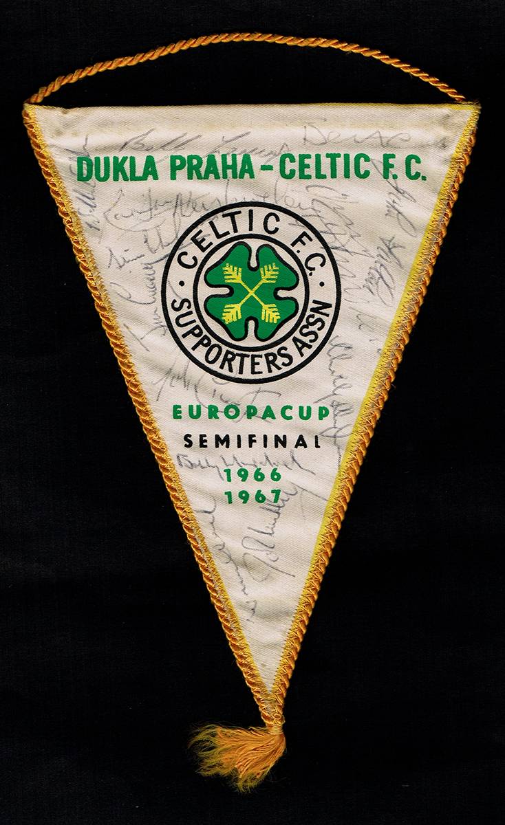 1967 Celtic FC 'Lisbon Lions' European Cup semi-final signed match pennant. at Whyte's Auctions