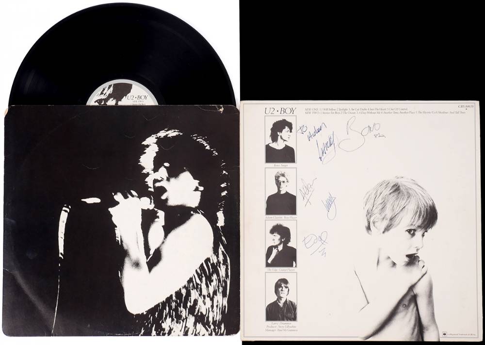 U2 'Boy' album signed by all four band members. at Whyte's Auctions