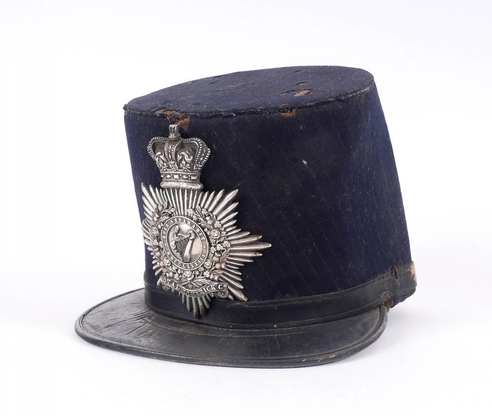 Victorian Royal County of Limerick militia officer's shako with white metal shako plate. at Whyte's Auctions