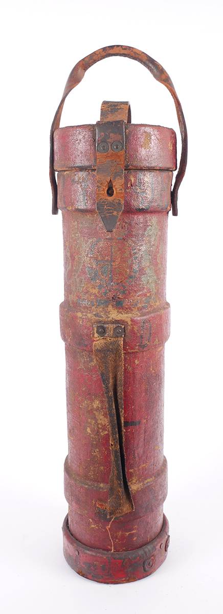 George III leather and canvas powder charge carrier. at Whyte's Auctions