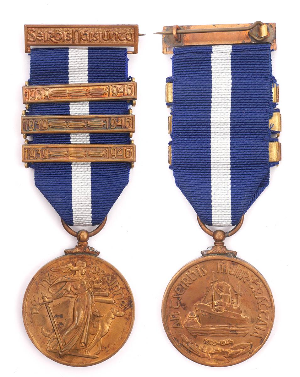 1939-1946 Merchant Marine medal, with three bars. at Whyte's Auctions