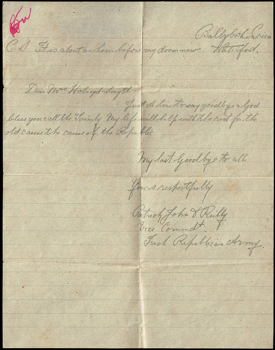 1922-1923 Archive of letters between Republican prisoners and Lady Holroyd Smyth and related letters, photographs and papers. at Whyte's Auctions
