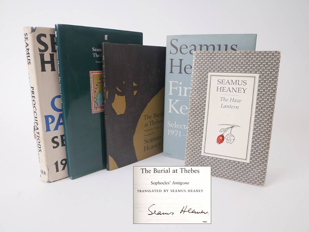 Heaney, Seamus. A collection of five first editions, including a signed copy of The Burial at Thebes. at Whyte's Auctions