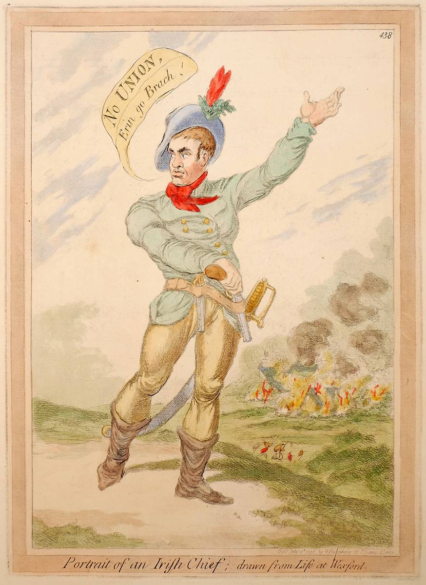 1798 Portrait of an Irish Chief; drawn from Life at Wexford, cartoon by Gillray. at Whyte's Auctions