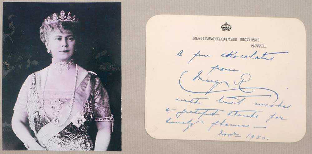 1950 Autograph note signed by Queen Mary (Mary of Teck) to Ernest Bevan. at Whyte's Auctions