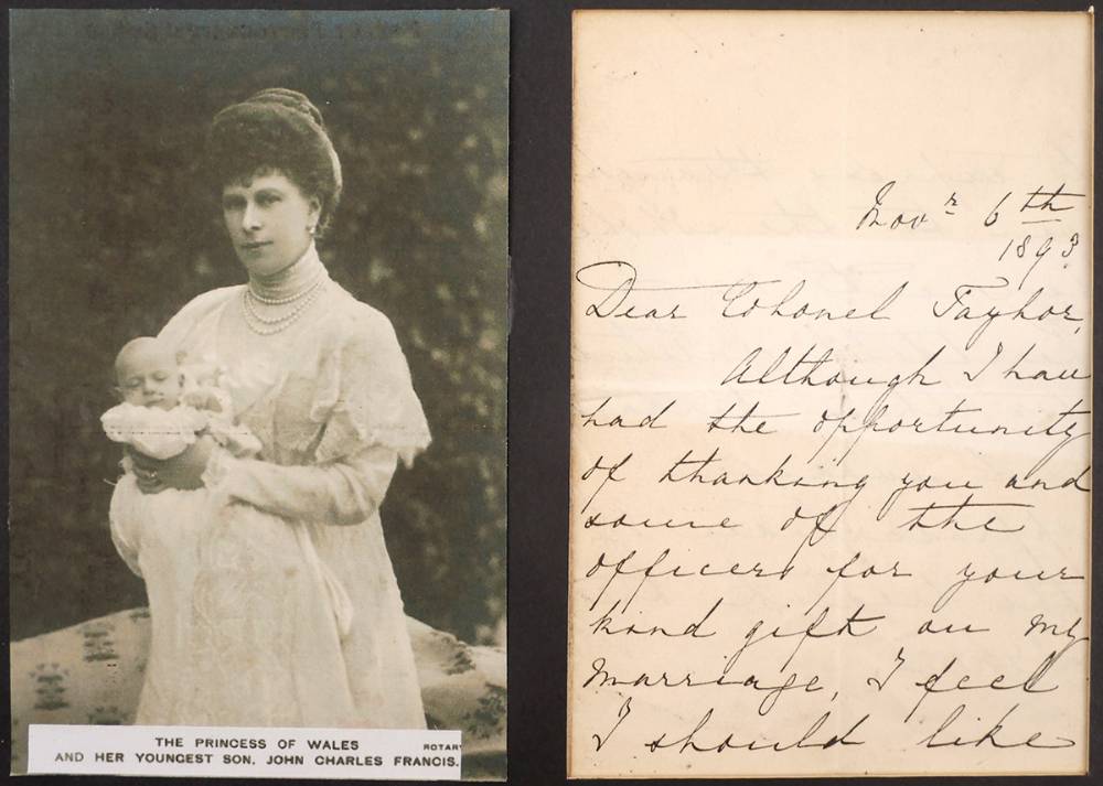 1893 (November 6) Autograph letter signed by Queen Mary, as Princess of Wales. at Whyte's Auctions