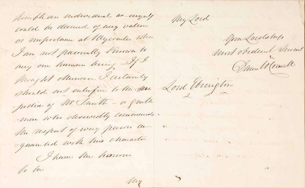1832 Letter from Daniel O'Connell at Whyte's Auctions