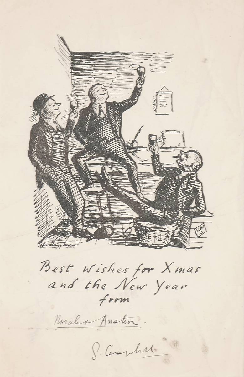 A Christmas card from Simon Campbell to Austin and Norah Clarke at Whyte's Auctions