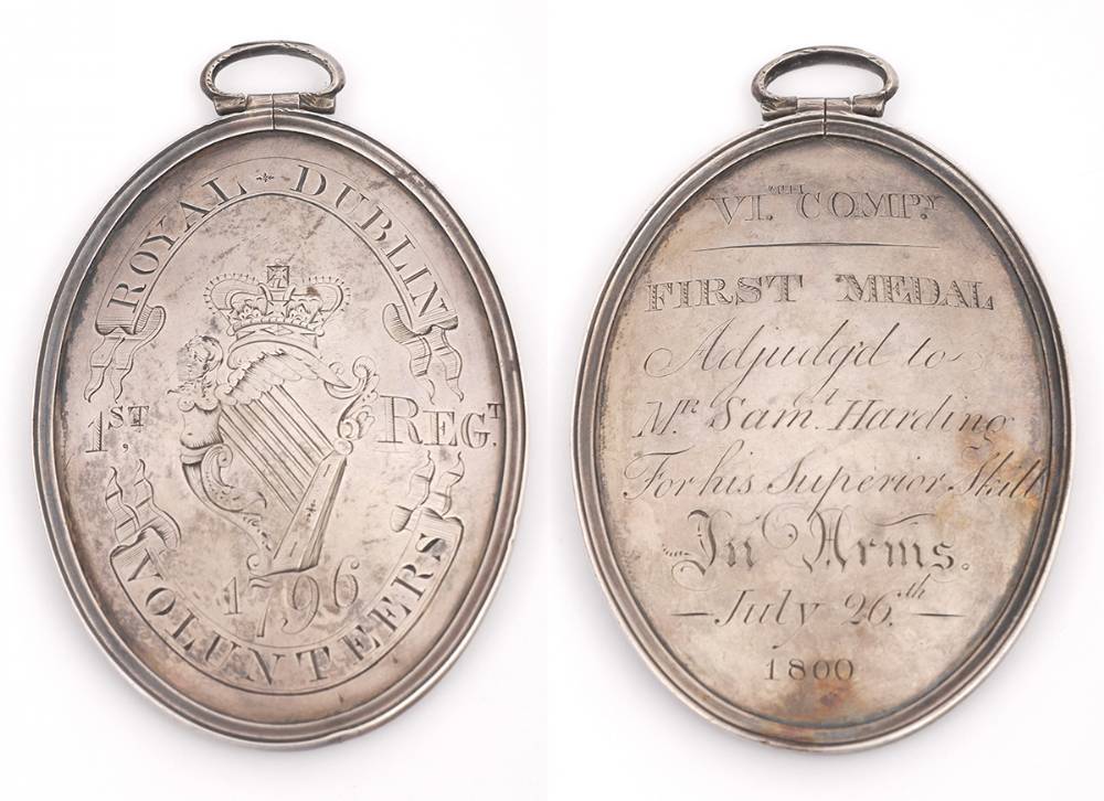 1800 (July 26) Royal Dublin Volunteers silver prize medal for Superior Skill In Arms. at Whyte's Auctions