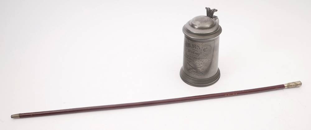 1869 (October 28) Oxford University Rifles Volunteer Corps trophy and a Dublin University Officer Training Corps swagger stick. at Whyte's Auctions