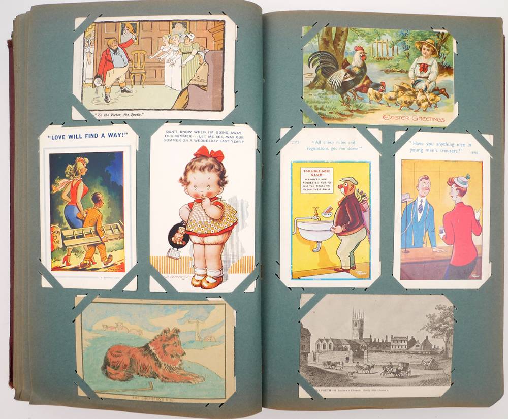 Postcards.  four antique albums with mixed ranges. (1400 approx.) at Whyte's Auctions