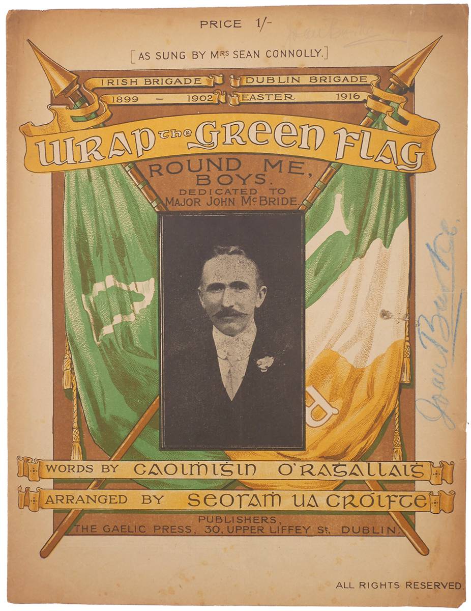 Sheet music 'Wrap the Green Flag Round Me, Boys' at Whyte's Auctions