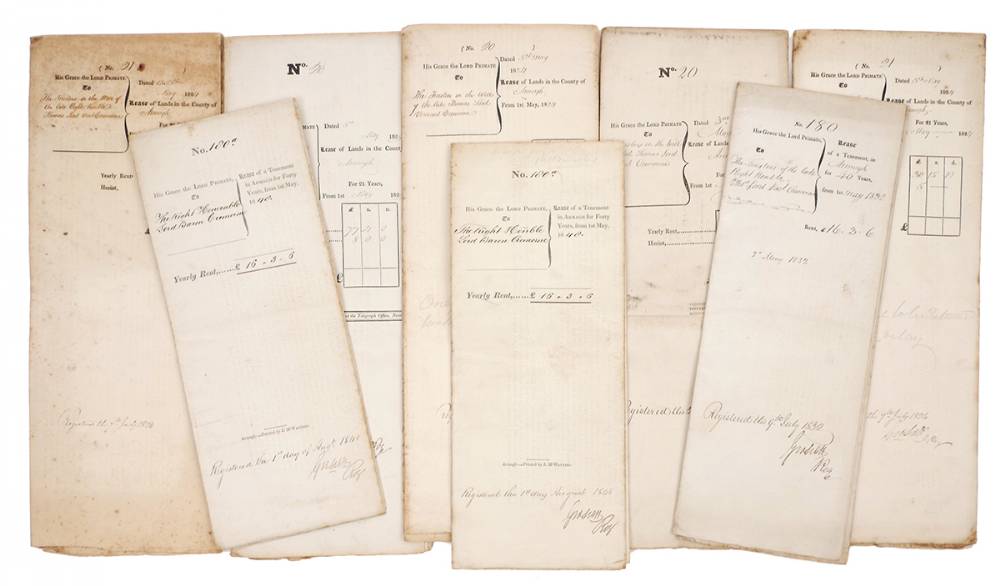 1829-1848 indentures signed by the Archbishop of Armagh (8) at Whyte's Auctions