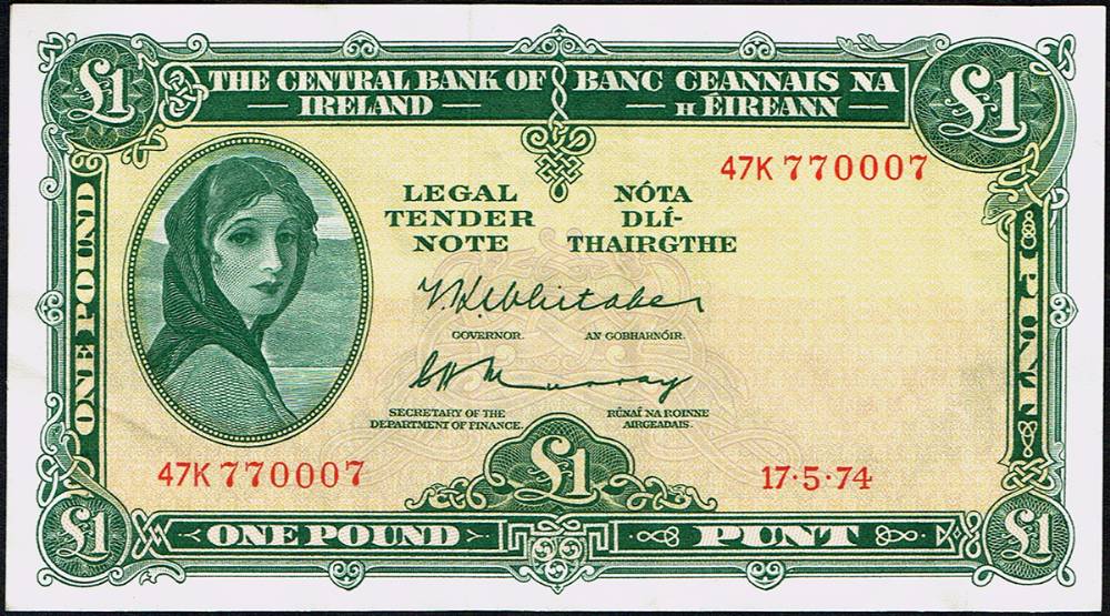 Currency Commission and Central Bank, 'Lady Lavery', One Pound collection, 1941-74. at Whyte's Auctions