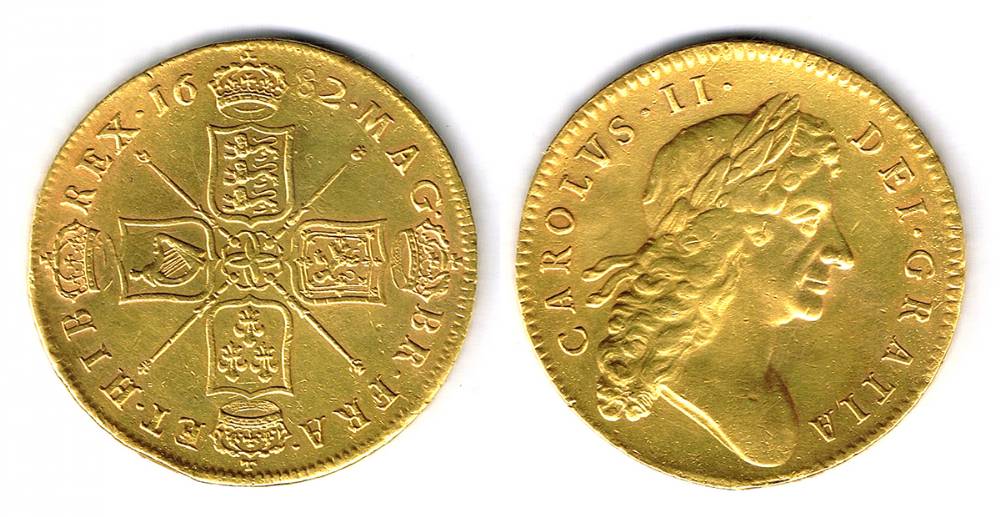 Charles II (1660-1685) gold five guineas, 1682. at Whyte's Auctions