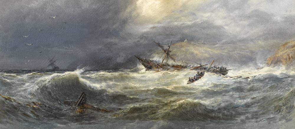 SHIPWRECK IN ROUGH SEAS, 1868 by Edwin Hayes RHA RI ROI (1819-1904) RHA RI ROI (1819-1904) at Whyte's Auctions