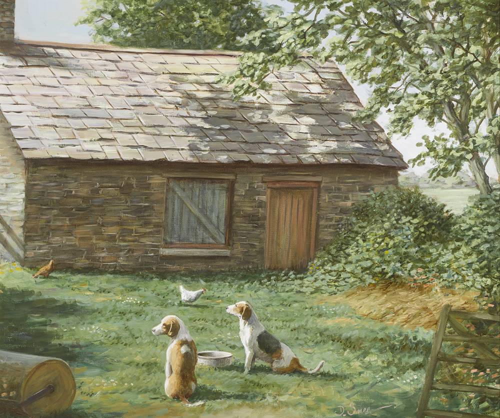 COTTAGE WITH HOUNDS by Desmond Snee (1957 - 2005) at Whyte's Auctions