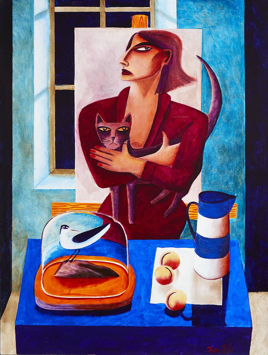 WOMAN WITH STILL LIFE by Graham Knuttel sold for �4,000 at Whyte's Auctions