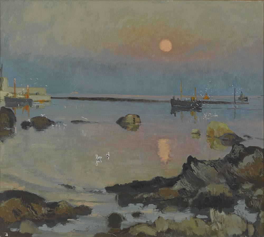 MOON OVER RUSH HARBOUR by Patrick Leonard HRHA (1918-2005) at Whyte's Auctions
