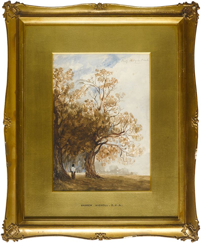 STUDY IN HYDE PARK by Andrew Nicholl RHA (1804-1886) at Whyte's Auctions