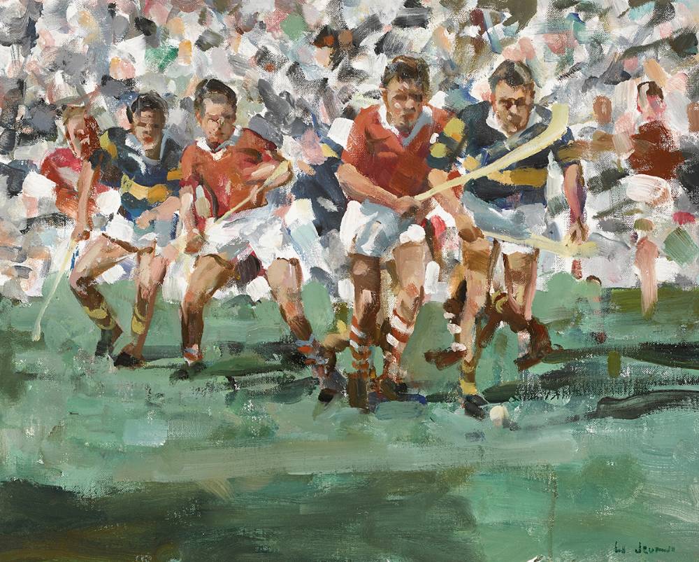 CORK VERSUS TIPPERARY, MUNSTER HURLING FINAL by James le Jeune RHA (1910-1983) at Whyte's Auctions