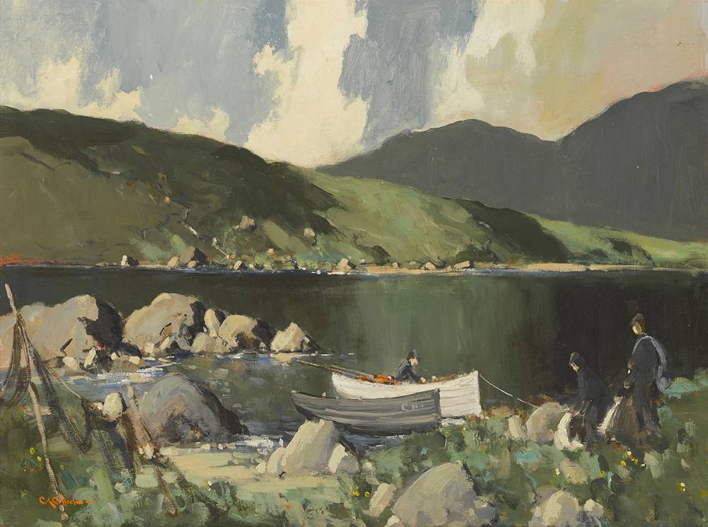 FISHING ON A LAKE by George K. Gillespie RUA (1924-1995) RUA (1924-1995) at Whyte's Auctions