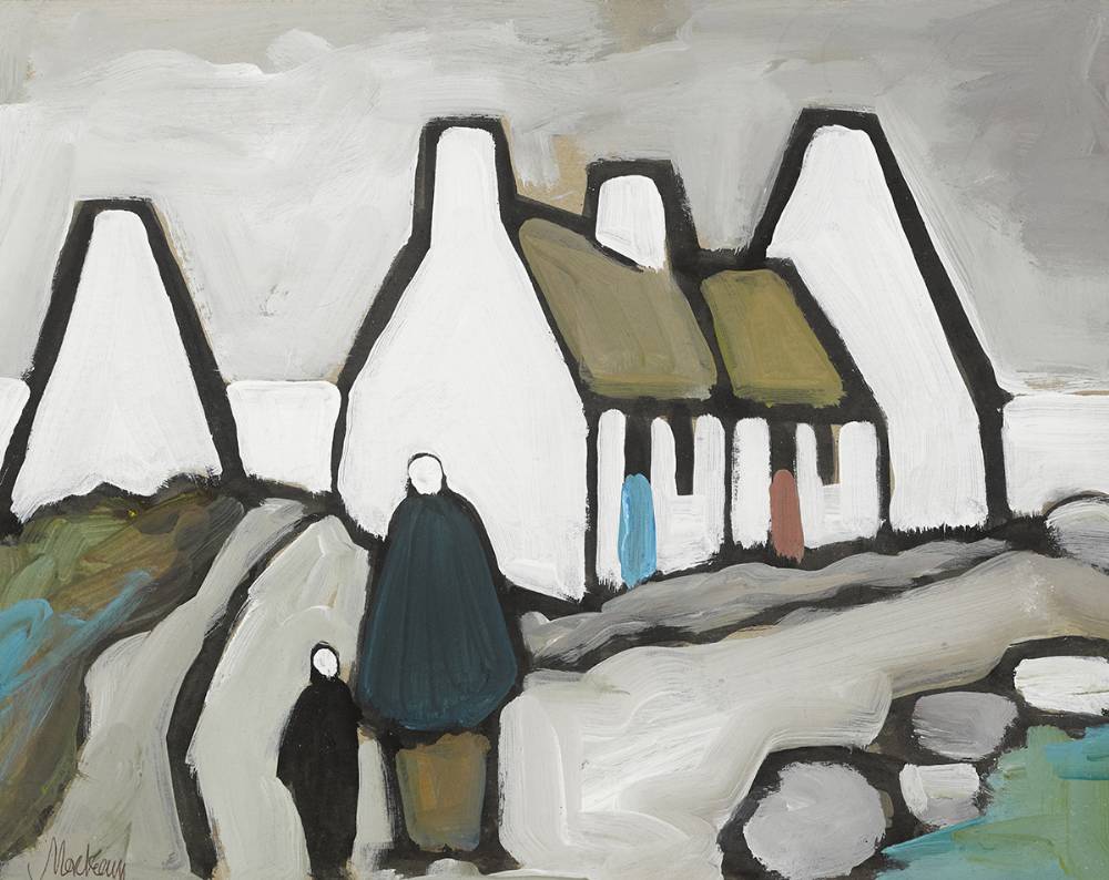 TWO FIGURES AND COTTAGES by Markey Robinson (1918-1999) at Whyte's Auctions