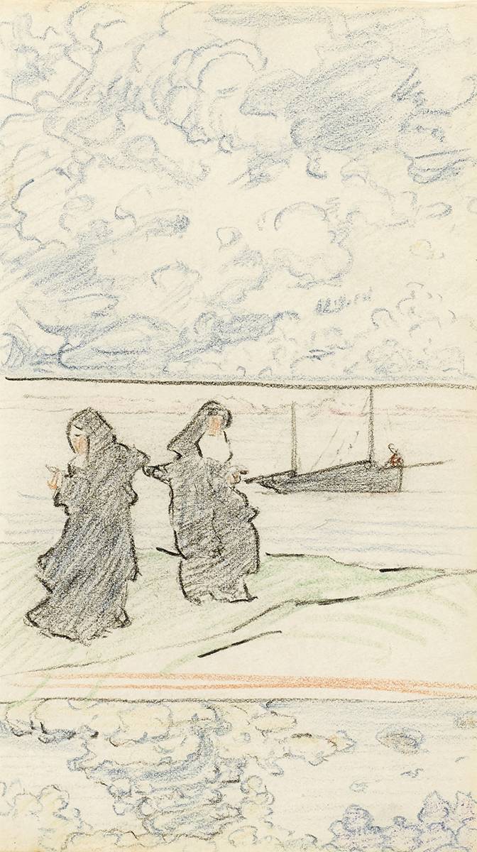 NUNS BY THE SEA and OFF THE COAST (A PAIR) by Mary Swanzy HRHA (1882-1978) at Whyte's Auctions
