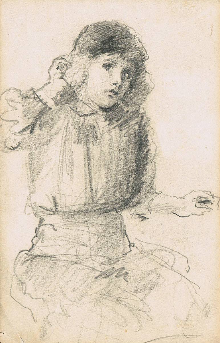 GIRL WITH SEASHELL by John Butler Yeats RHA (1839-1922) at Whyte's Auctions