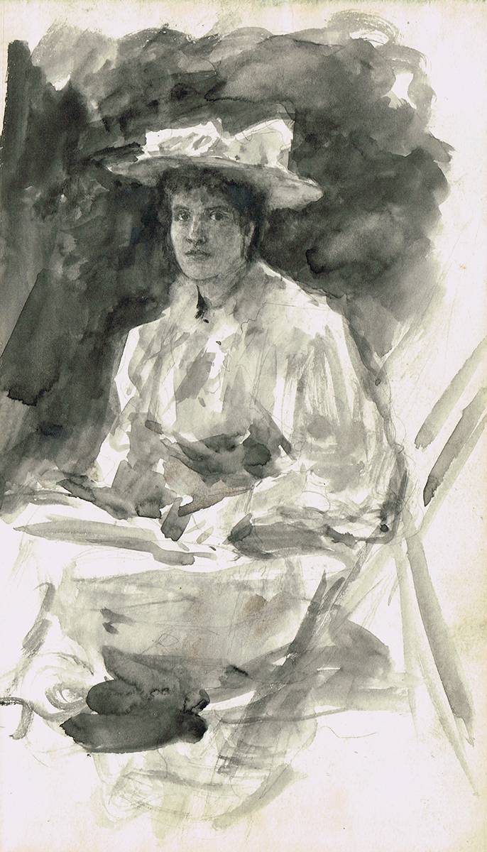 LILY SEATED IN A GARDEN, c.1895-98 by John Butler Yeats RHA (1839-1922) RHA (1839-1922) at Whyte's Auctions