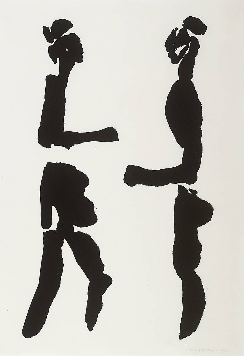 THE TÁIN. CÚCHULAINN CONFRONTING FERDIA, 1969 by Louis le Brocquy HRHA (1916-2012) HRHA (1916-2012) at Whyte's Auctions