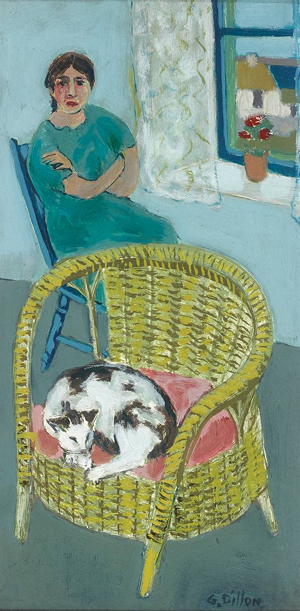 CAT IN THE CANE CHAIR by Gerard Dillon (1916-1971) (1916-1971) at Whyte's Auctions