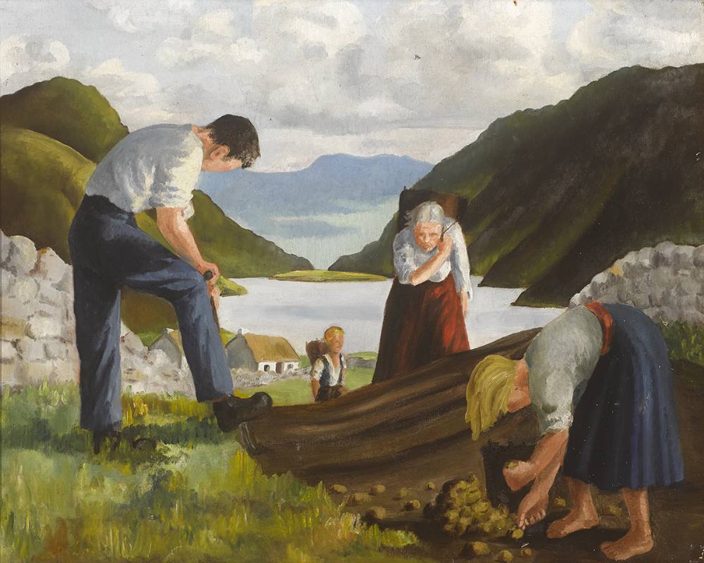DRILLING POTATOES by Barbara Warren RHA (1925-2017) at Whyte's Auctions
