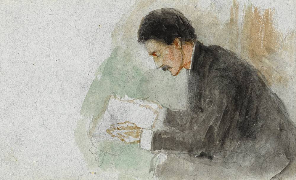 GENTLEMAN READING by John Butler Yeats RHA (1839-1922) RHA (1839-1922) at Whyte's Auctions