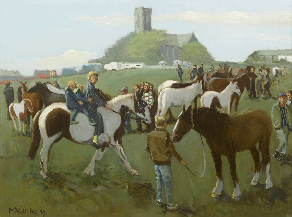 HORSE FAIR, BALLINASLOE, COUNTY GALWAY, 1987 by Cecil Maguire RHA RUA (1930-2020) at Whyte's Auctions