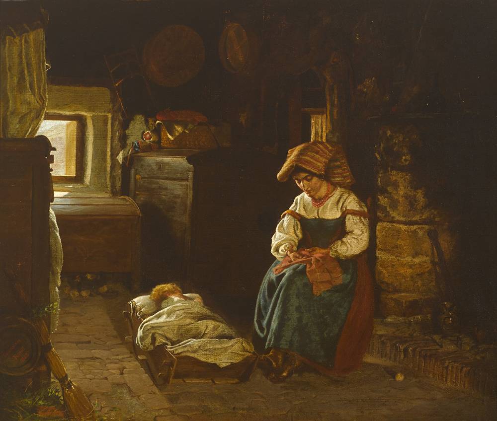 INTERIOR WITH MOTHER AND CHILD, ROME, 1863 by Michael George Brennan (1839-1871) at Whyte's Auctions