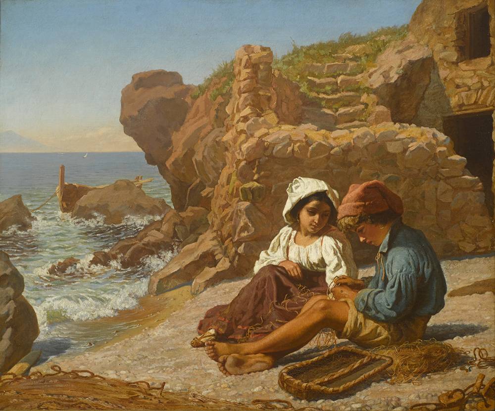 MENDING NETS, c.1860s by Michael George Brennan (1839-1871) at Whyte's Auctions
