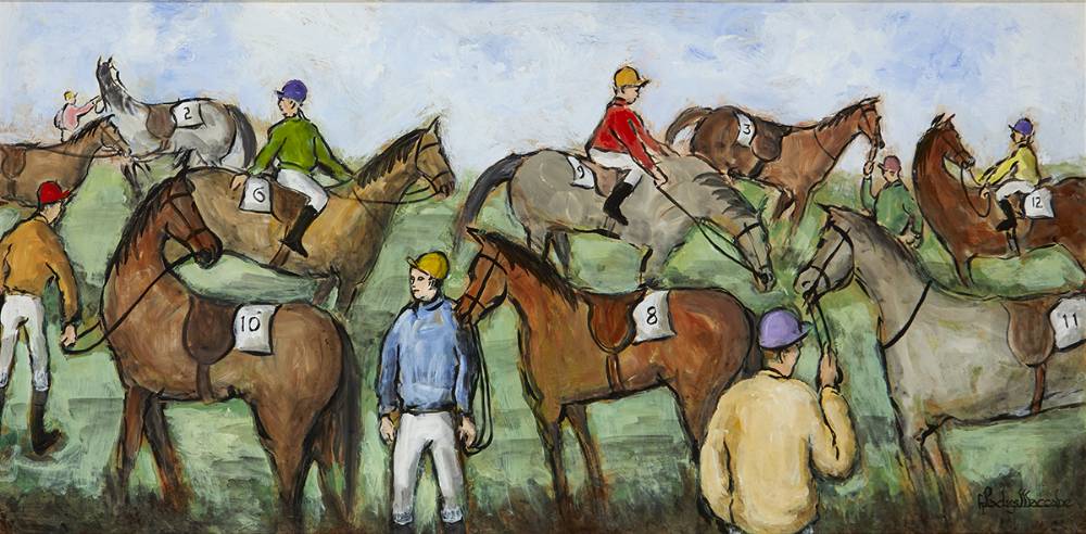 BEFORE THE RACE, LEOPARDSTOWN, DUBLIN by Gladys Maccabe MBE HRUA ROI FRSA (1918-2018) at Whyte's Auctions