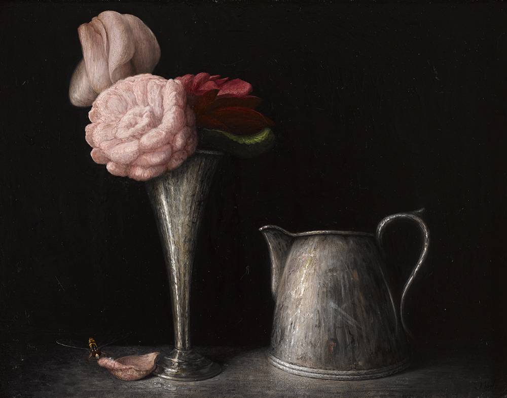 STILL LIFE WITH FLOWERS AND WASP, 2011 by Stuart Morle (b.1960) (b.1960) at Whyte's Auctions