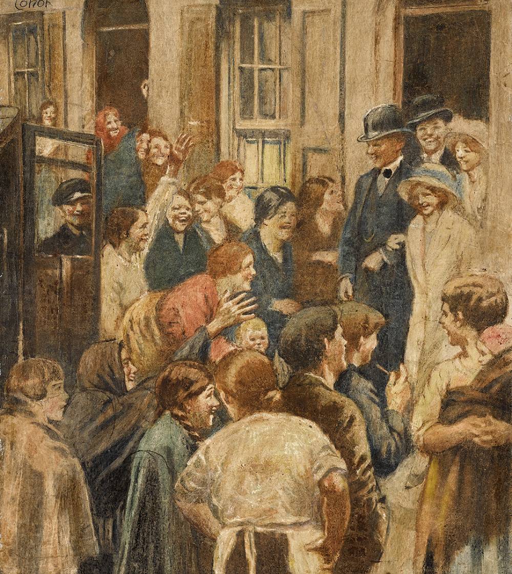 WEDDING AT JOY STREET, BELFAST, c. 1923 by William Conor OBE RHA RUA ROI (1881-1968) at Whyte's Auctions